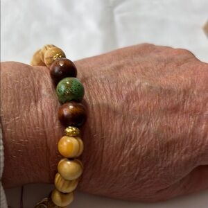 Hand Crafted Earthy Tones Bracelet with Brown and Green Beads